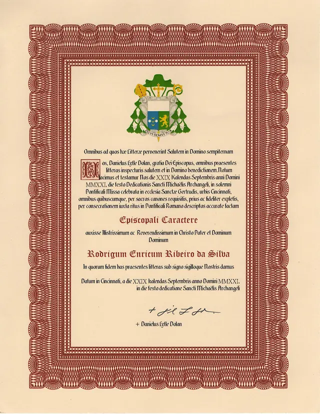 Certificado de Sagração Episcopal